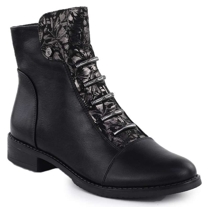 Jezzi Women's boots black flowers asa62-16