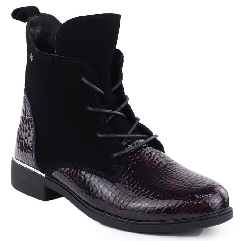 Leather varnished suede women's insulated dark brown Filippo DBT4749