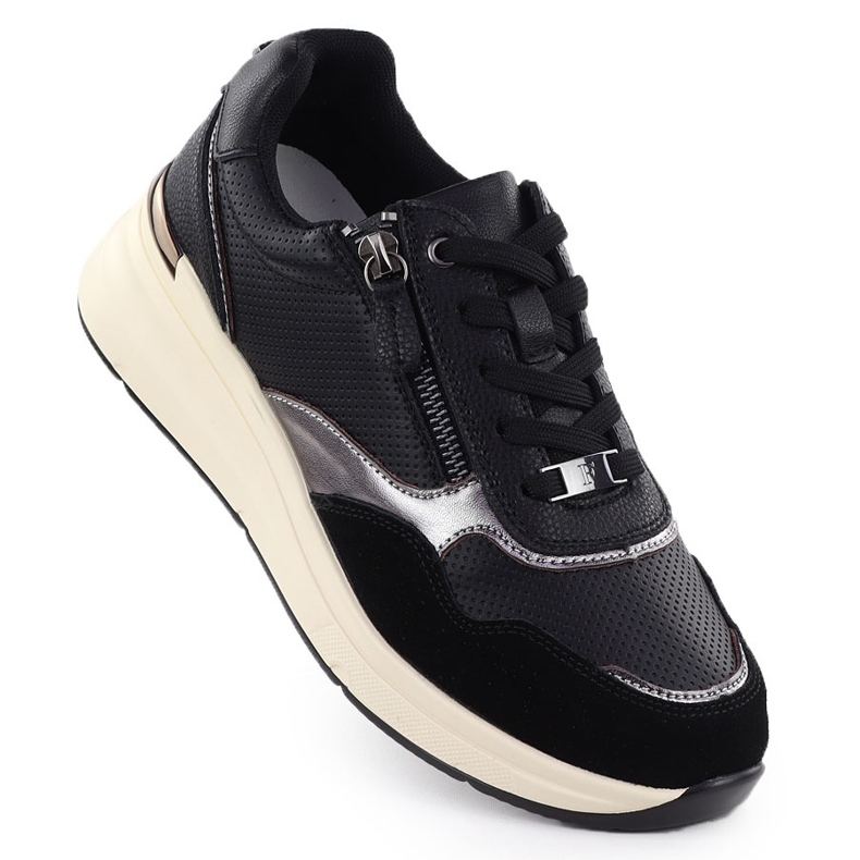 Leather Metallic Women's Shoes Black Filippo DP7105/25