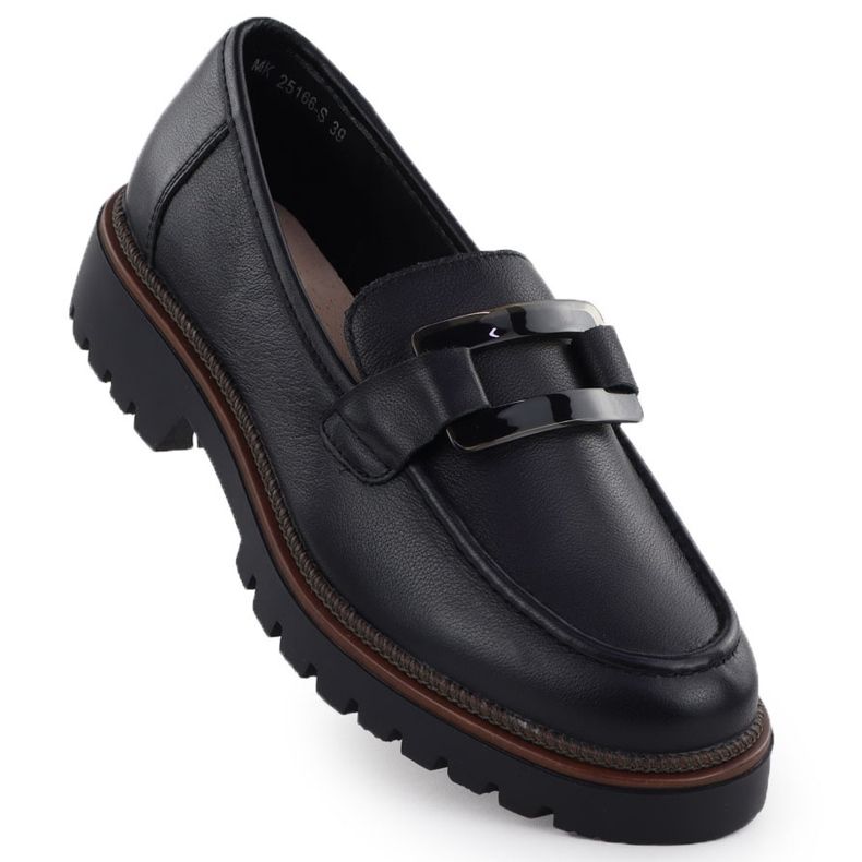 Lordy leather loafers on the black Sergio Leone MK25166-S women's platform