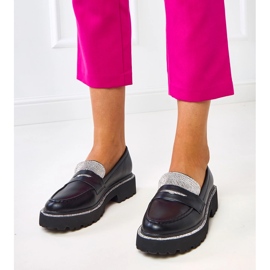 Black women's loafers with cubic zircons