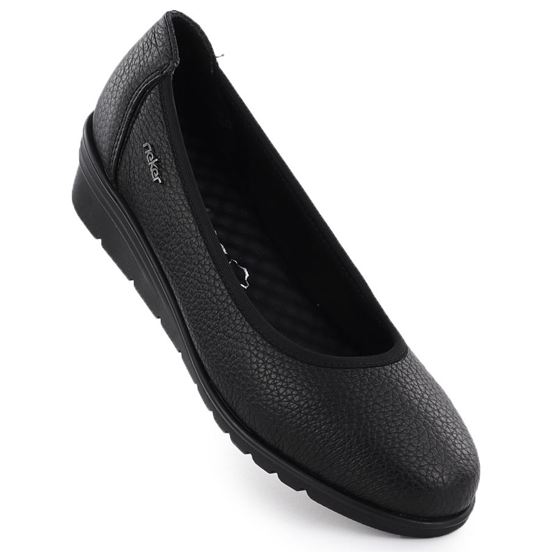 Women's leather shoes, black rieker L5360-00