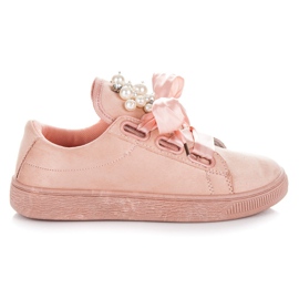Sport Shoes With Pearls pink