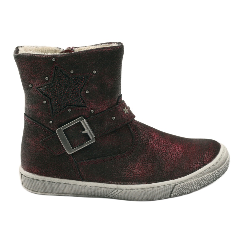 American Club Winter boots, burgundy boots with an American zipper red