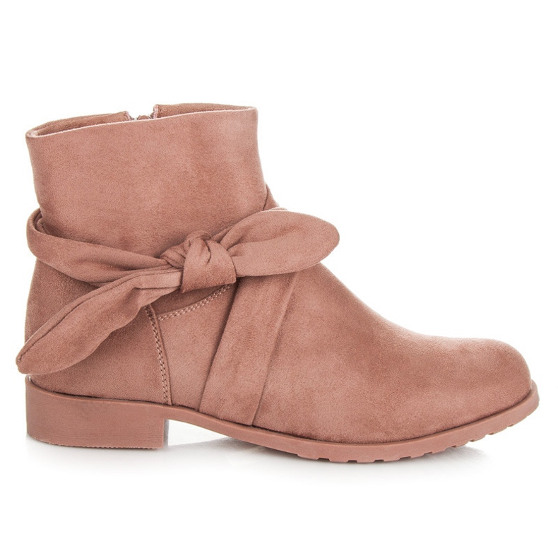 Ideal Shoes Suede Booties With A Zipper pink