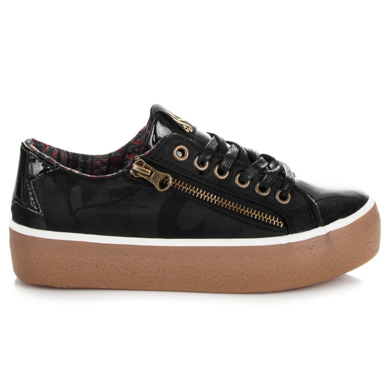 Kylie Lacquered Sneakers black