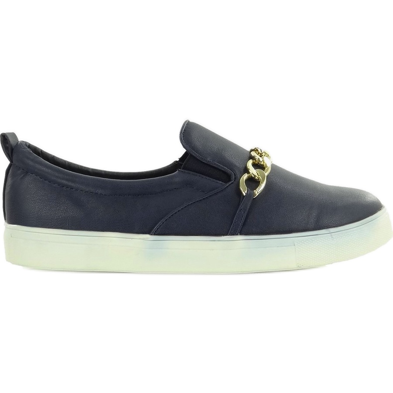 Slip-on with a chain L-57 navy blue