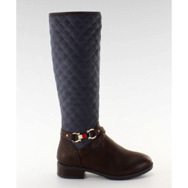 Quilted boots X706 Navy-brown navy blue