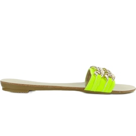 Slippers with a gold chain MB-6272 yellow-fluo golden