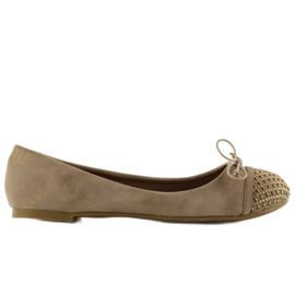 Ballerinas with cubic zirconias MB-6213 khaki Ballerinas with cubic zirconias MB-6213 khaki