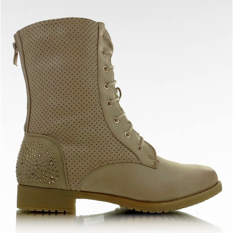 C069 khaki openwork boots