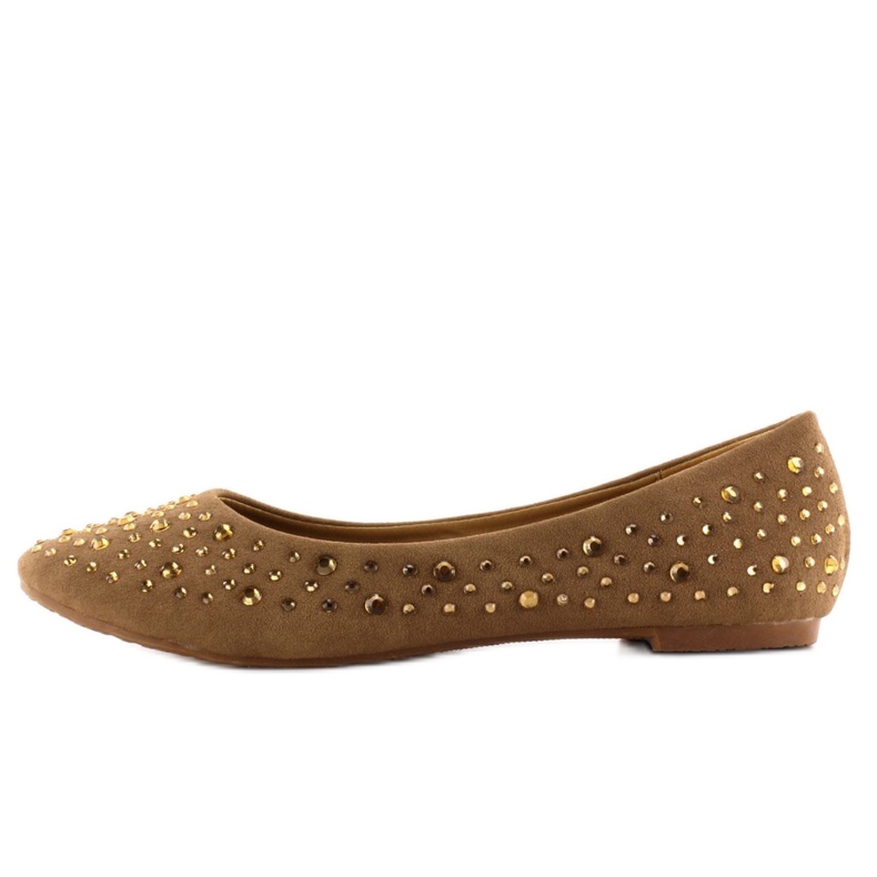 Ballerinas with cubic zirconia A909 khaki