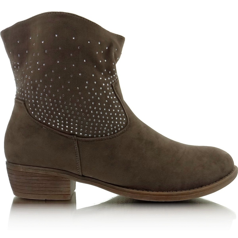 Boots with cubic zirconia 6914 khaki multicolored brown