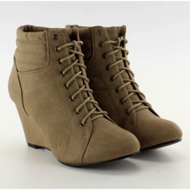 Wedge lace-up boots LL1278 khaki Wedge lace-up boots LL1278 khaki