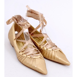 Ballerinas with ribbon around the ankle 391029-2 Bronze yellow Ballerinas with ribbon around the ankle 391029-2 Bronze yellow