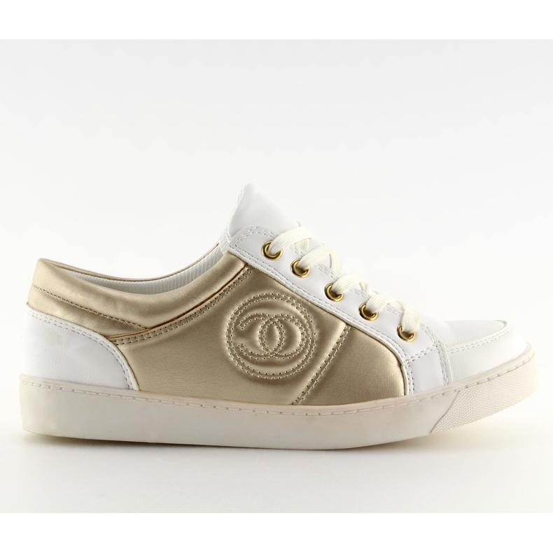 Chanelki sneakers Y612-41 White white and gold yellow