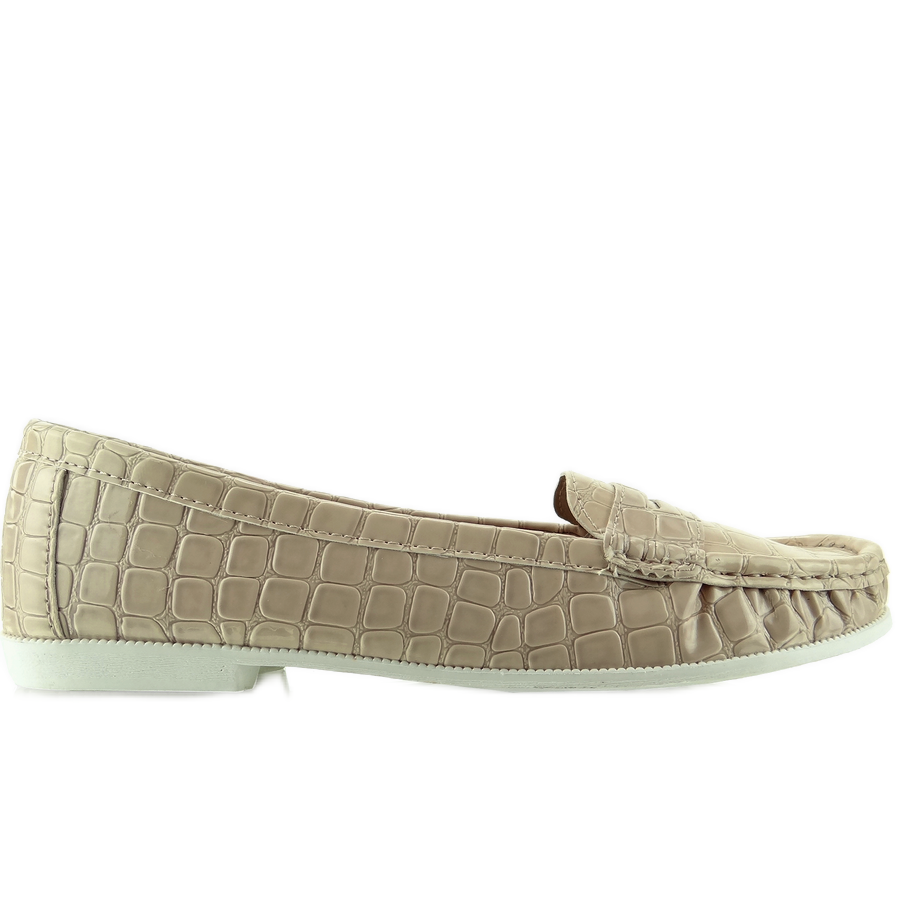 Women's loafers snake skin texture Beige - KeeShoes