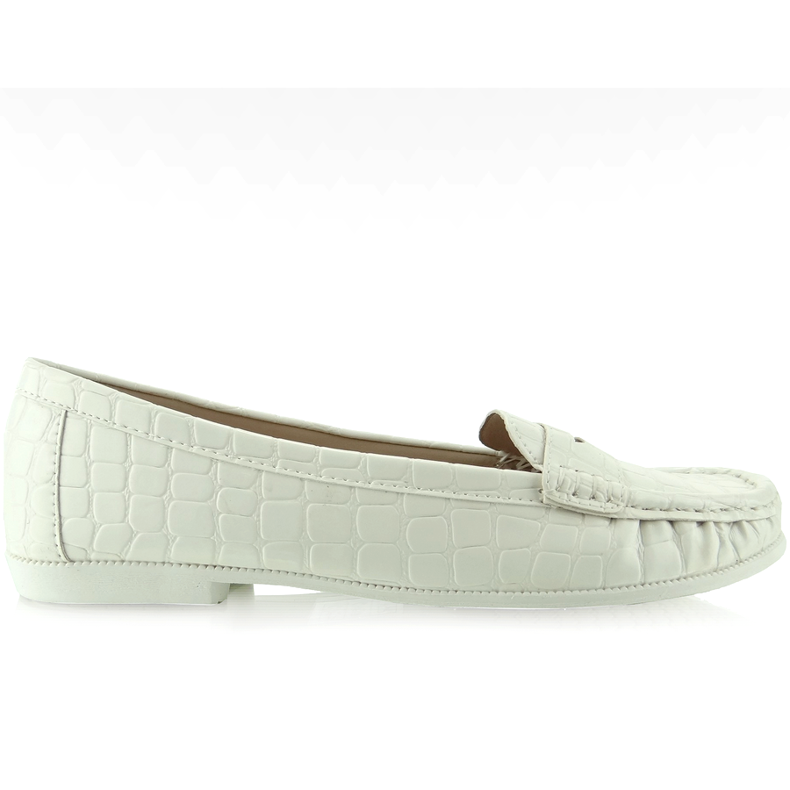 Moccasins for women snake skin texture White