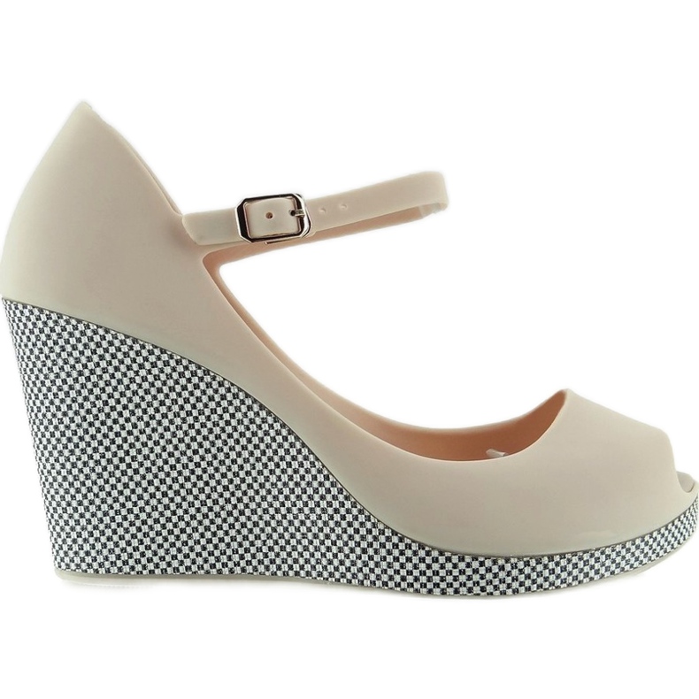 Sandals Meliski Koturn Checkered S11 pink multicolored