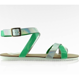 Sandals with a hologram stripe X7961 Green Sandals with a hologram stripe X7961 Green