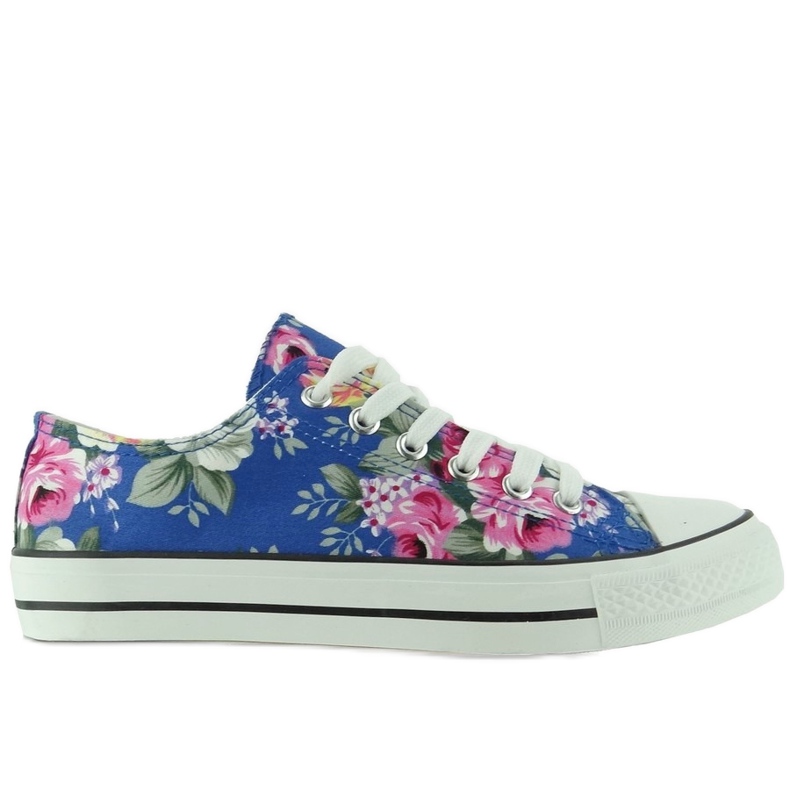 Sneakers with flowers H-03A Blue