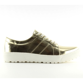 Women's loafers on the white sole Złote golden Women's loafers on the white sole Złote golden