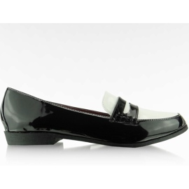 Classic varnished Black / White loafers