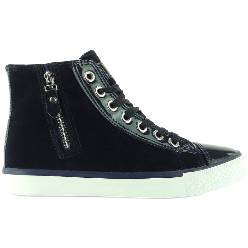 Navy blue velvet ankle sneakers
