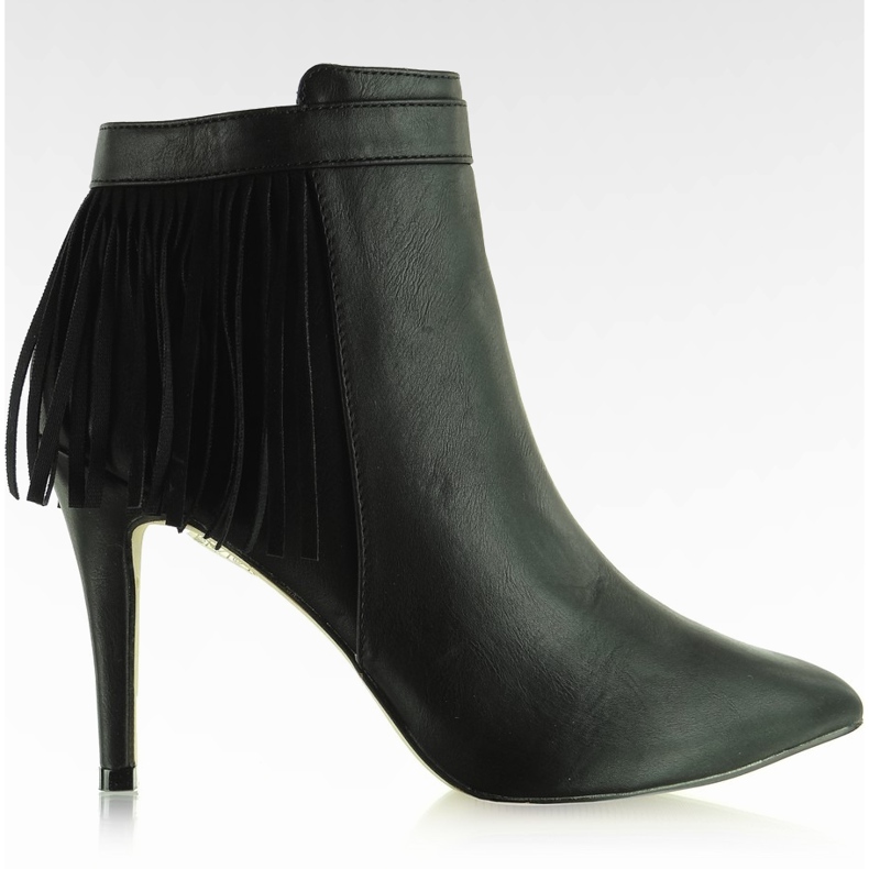 Fringed ankle boots NY-32 Black