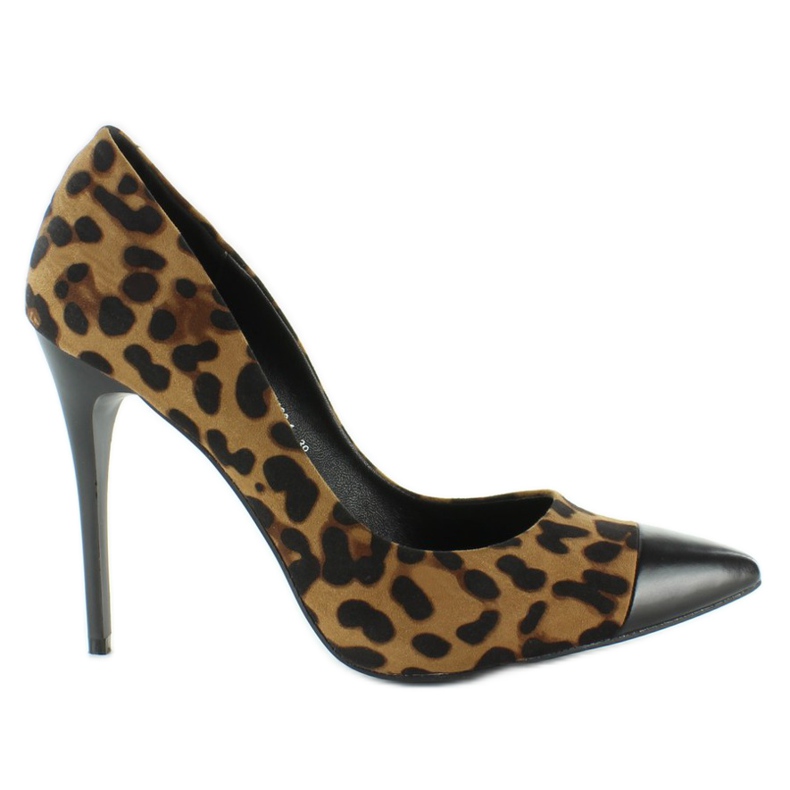 Leopard Print Heels With Toe E433 brown black