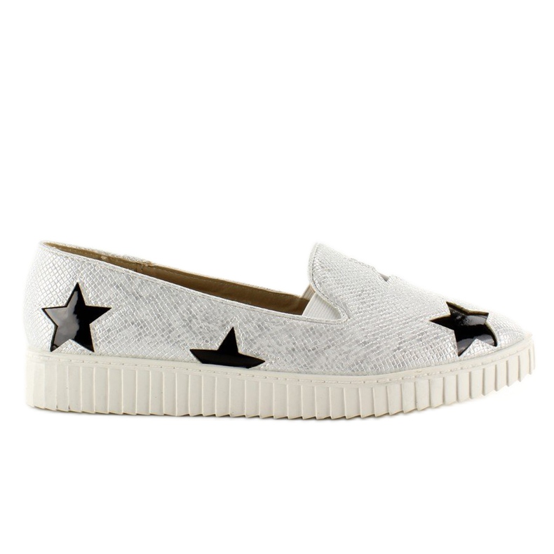 Sneakers with stars, high sole FE454 Bała white black grey