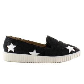 Sneakers with stars, high sole Black