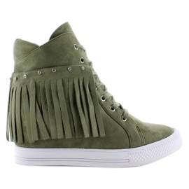 Suede Sneakers With Fringes Xw36257 multicolored green