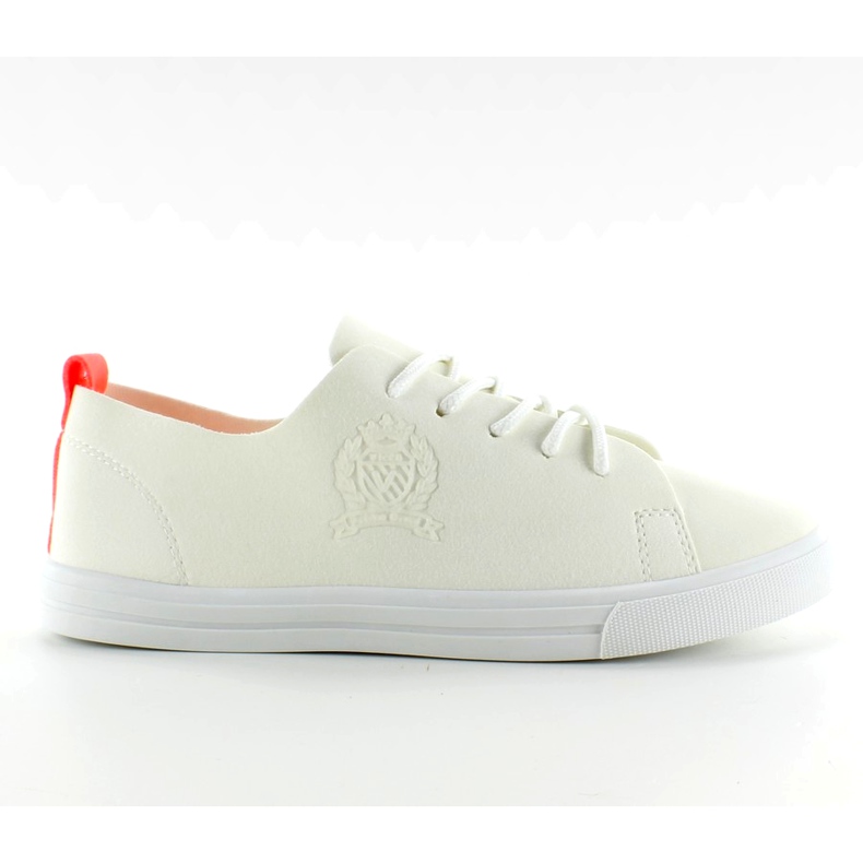 Sneakers with a neon strip D03 White orange