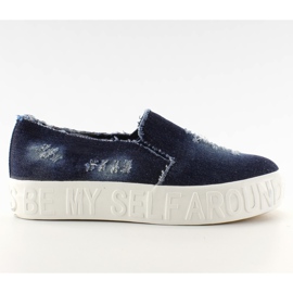 Denim slip-on sole with Navy inscriptions navy blue Denim slip-on sole with Navy inscriptions navy blue