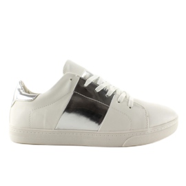 Sneakers with metallic sides G130 Silver grey white
