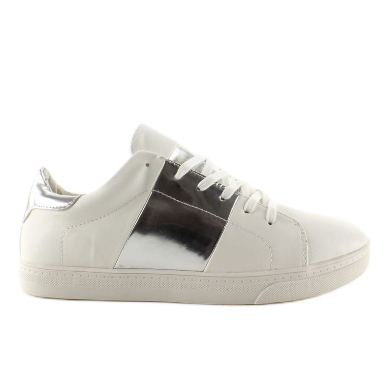 Sneakers with metallic sides G130 Silver grey white