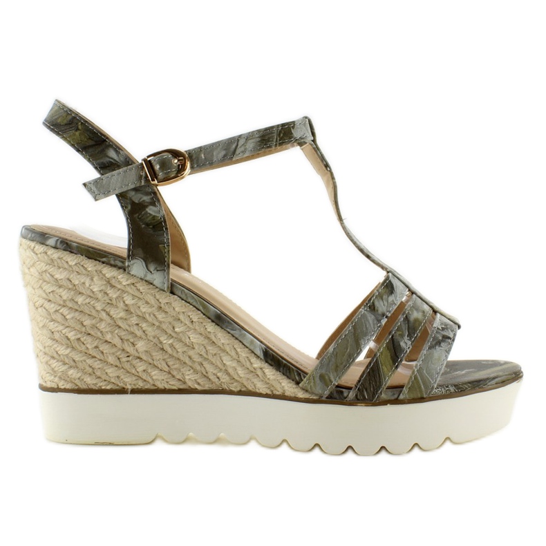 Sandals, espadrilles, white sole, Black green grey