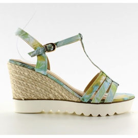 Espadrilles sandals white sole Green blue