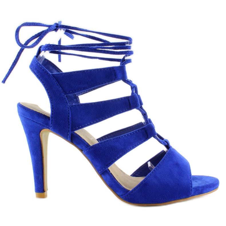 Suede Sandals On A Wider High Heel M236P multicolored blue