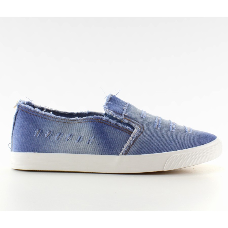 Sneakers slip-on shredded jeans L. Blue