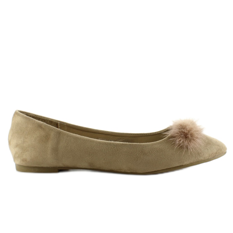 Ballerinas with fluff on toes JP39 Khaki