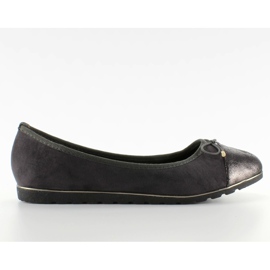 Metallic gray suede ballerinas grey