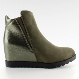 Women's boots on hidden Khaki wedges green Women's boots on hidden Khaki wedges green