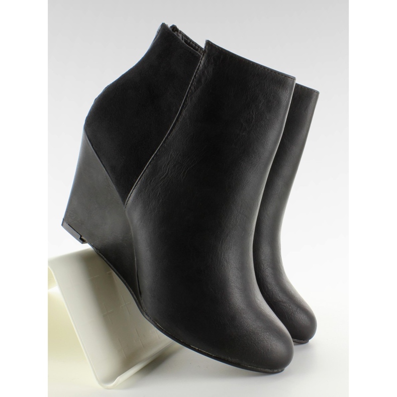 Black suede leather ankle boots