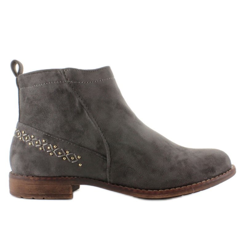 Chelsea boots with a decorative pattern 99-237 Gray grey