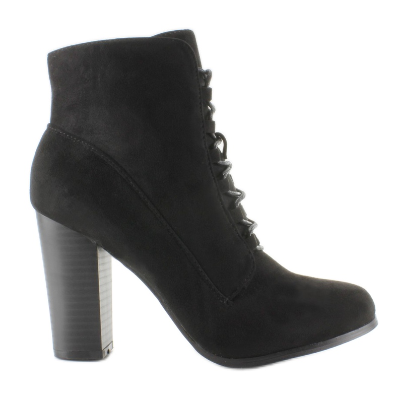 High-heeled lace-up boots 66-202 Black