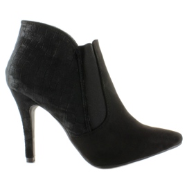 Elegant boots on a high heel suede 1080 Black
