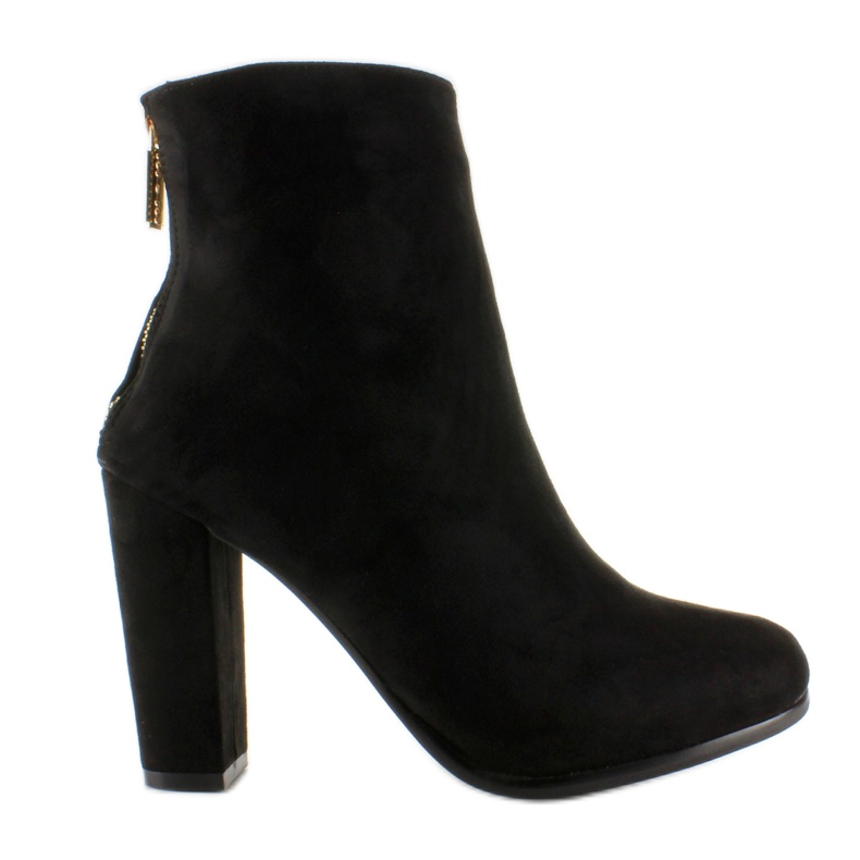 Smooth ankle boots with a zipper at the back of A920 Black