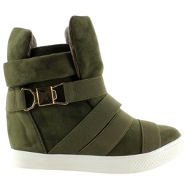 Sneakers with rubber stripes F-215 Olive green